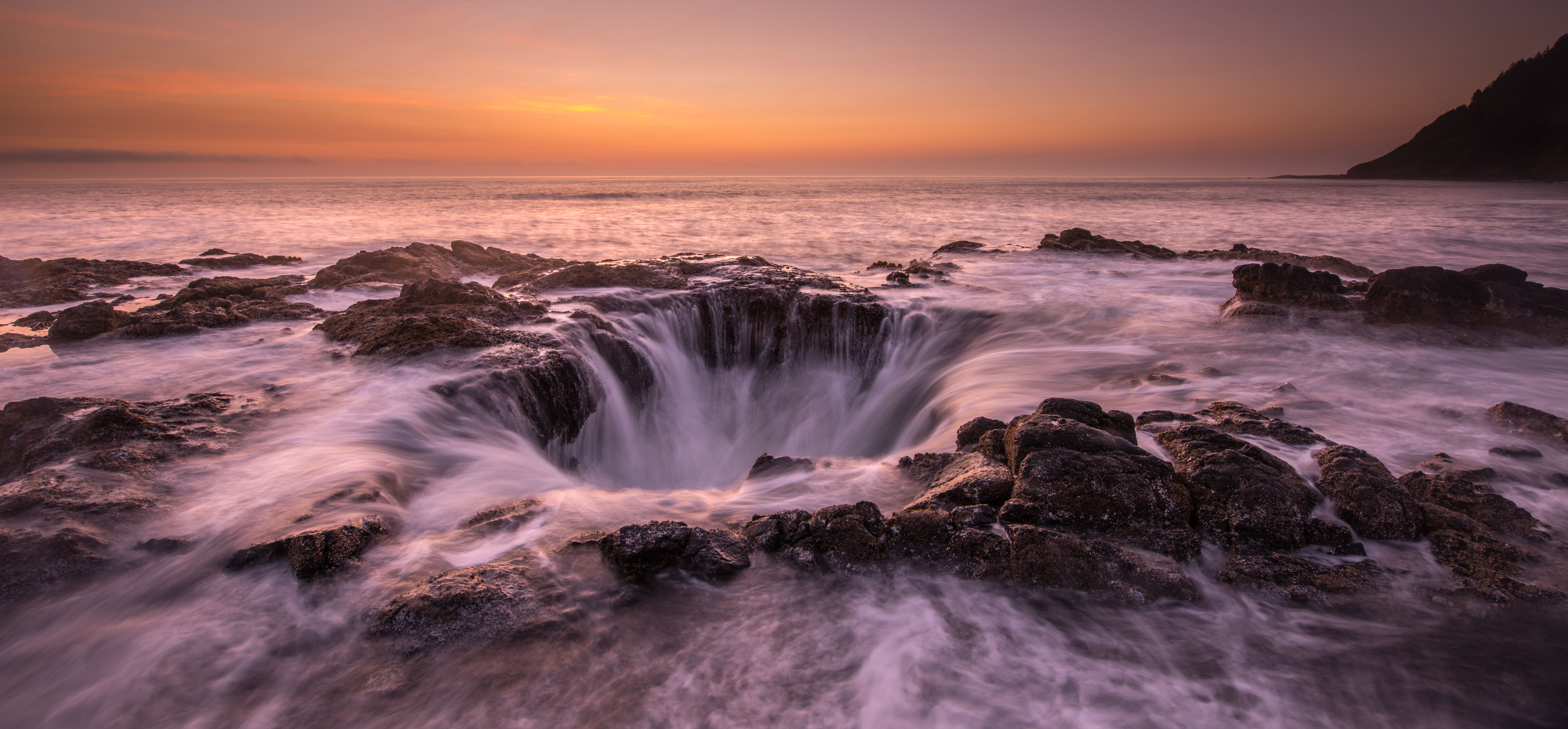 THOR'S WELL (looking west at sunset)