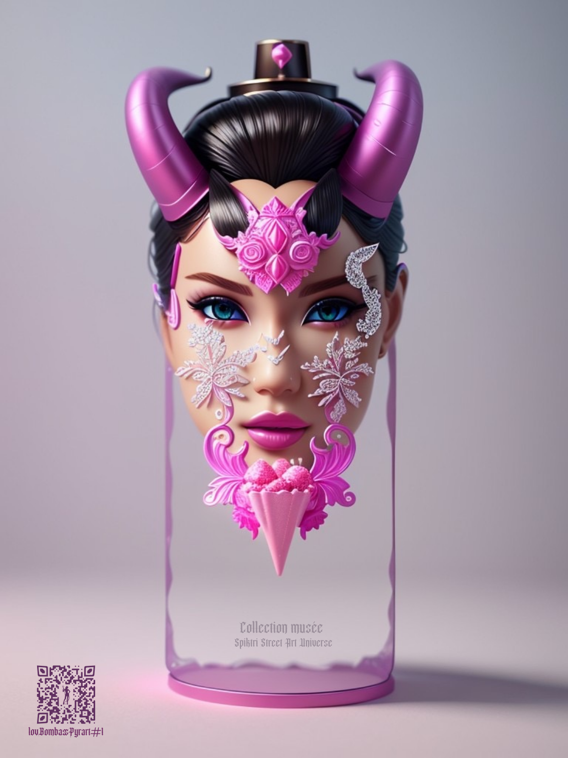 Art painting girl sexy bombe 1 spray collection at the Spiktri Museum with interactive painting, limited series 30 copies