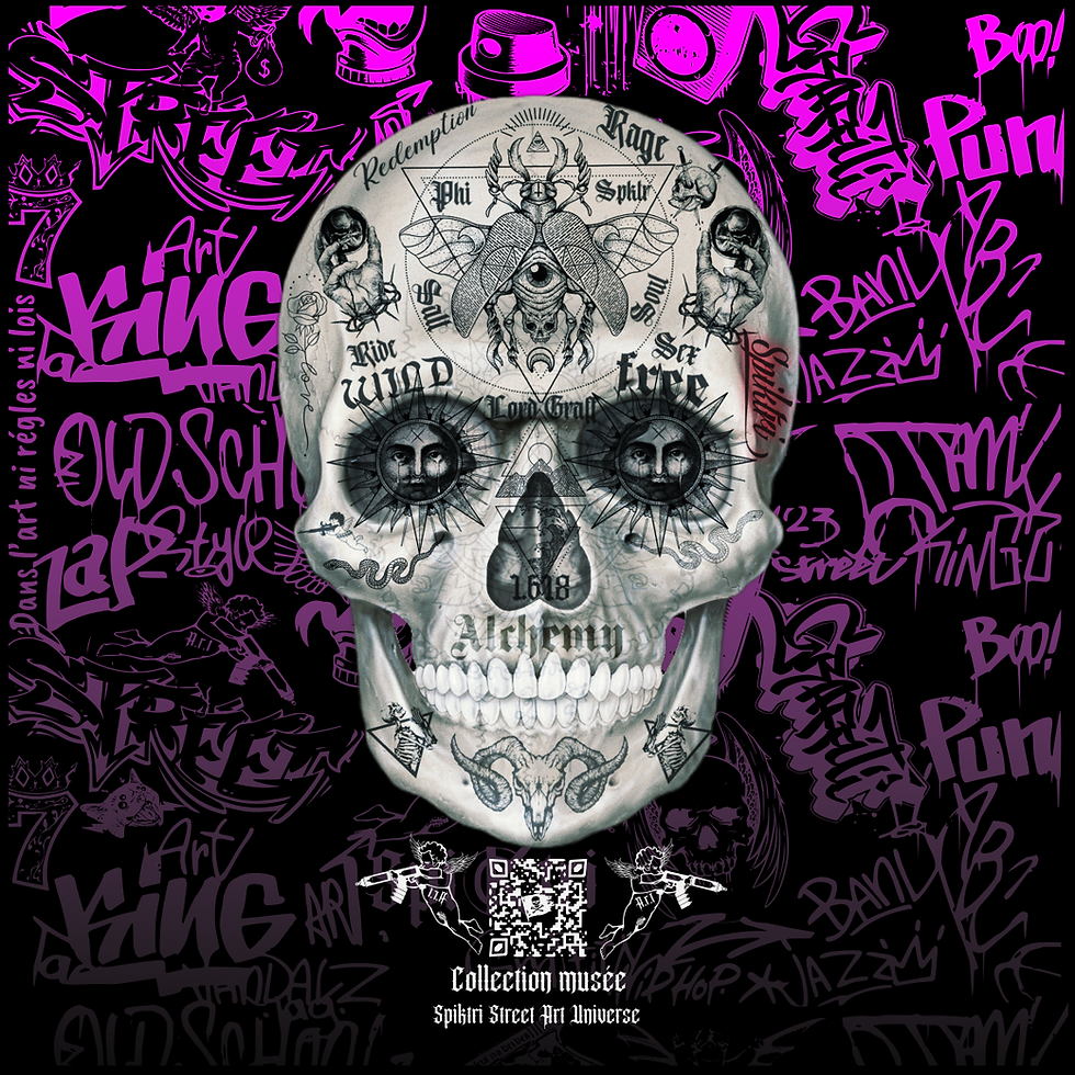 Miniature : TABLEAU  PRESTIGE plexiglass "interactif"  SKULL PHITRIUM by F.Spiktri