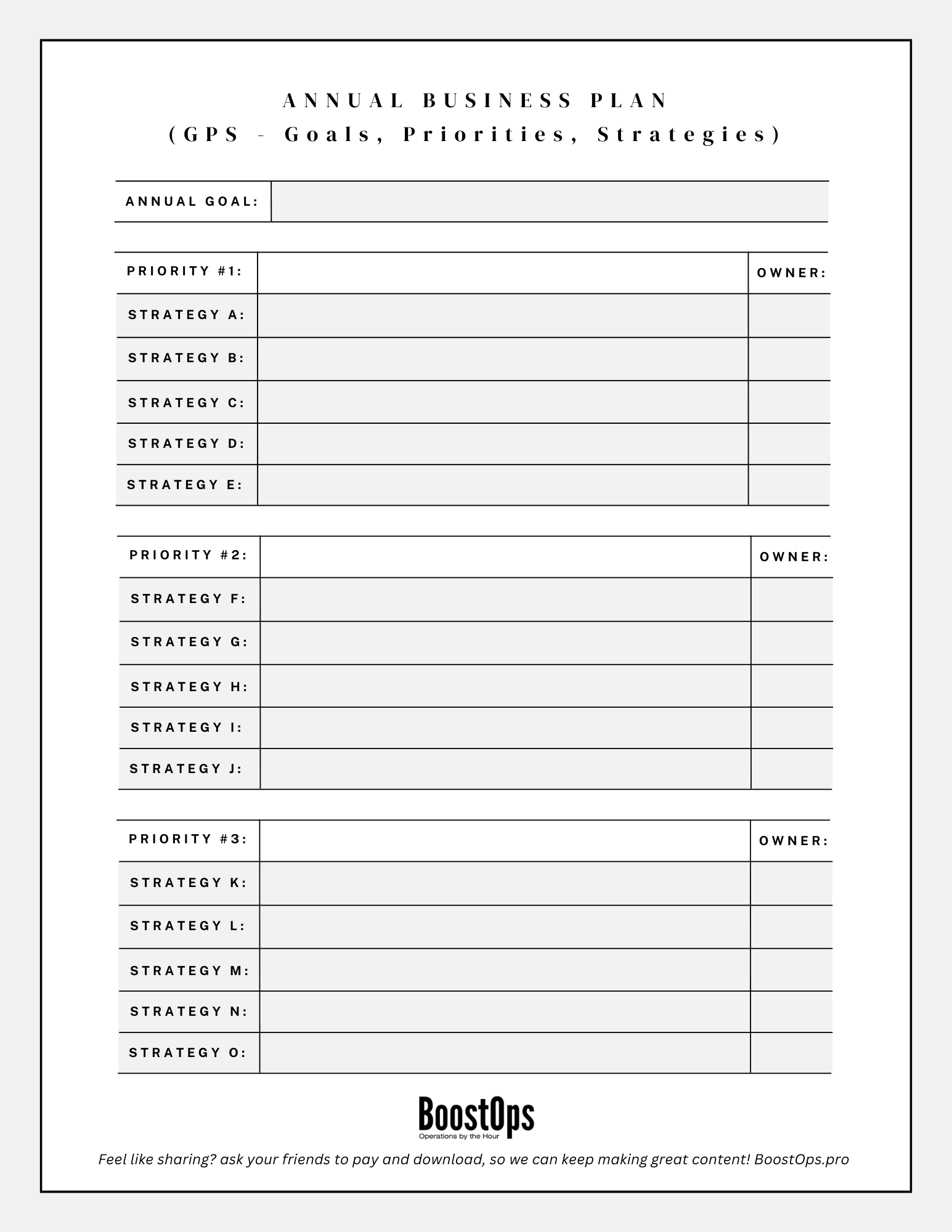 Annual Business Plan & Weekly Action Plan