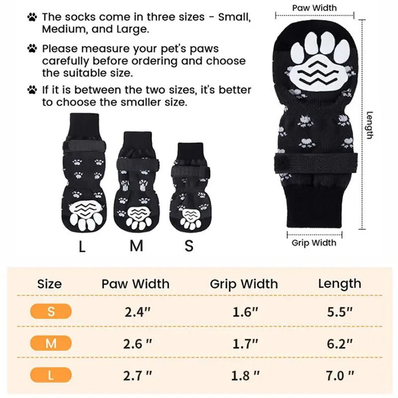 Thumbnail: 4Pcs/set Anti Slip Dog Socks with Straps Traction Control for Indoor on Hardwood