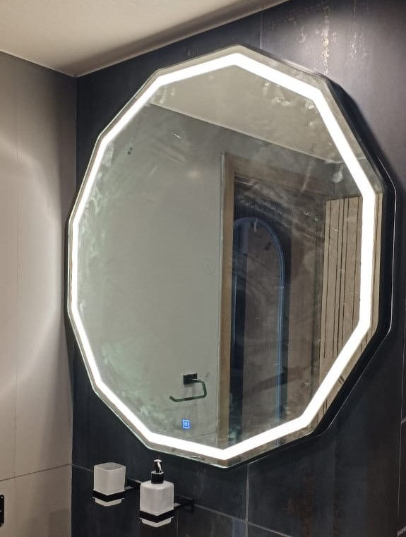 Decagon LED Mirror Aluminum Frame
