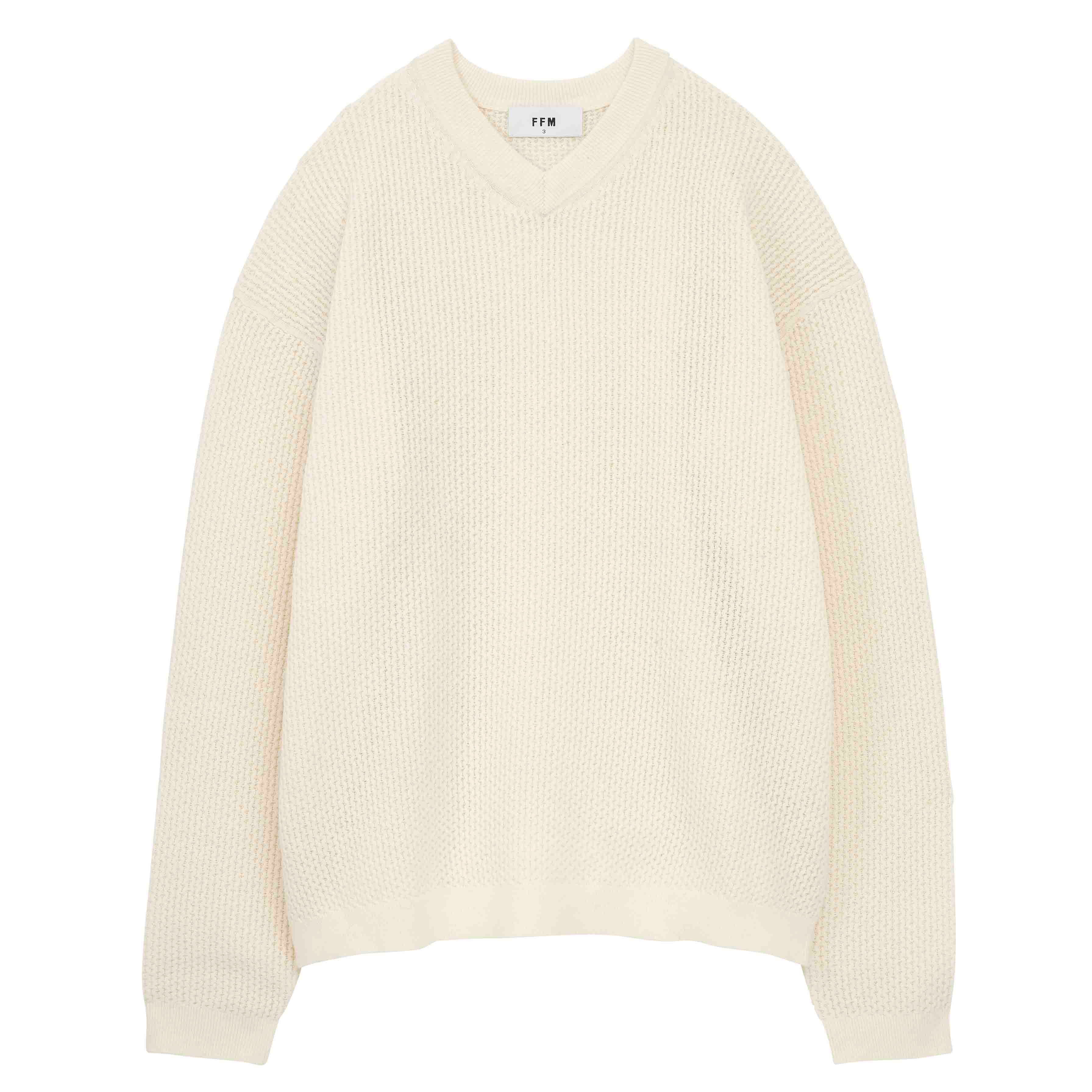 K622 HONEY COMB V NECK SWEATER
