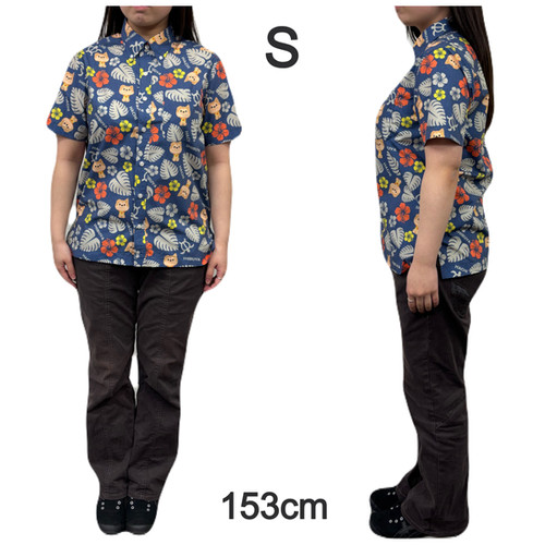 LH-013 LOVE HACHI SHIBUYA × HONOLULU ALOHASHIRT-NAVY | BUSワン