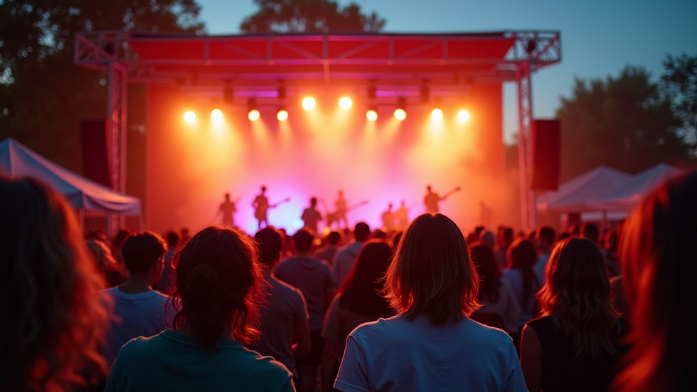 Wide angle view of an outdoor live music performance