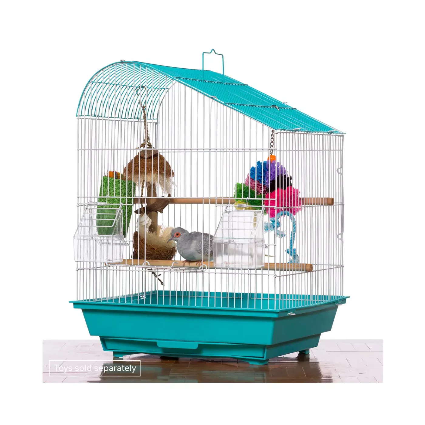 Palm Beach Teardrop Roof Budgie Cage Aqua & White