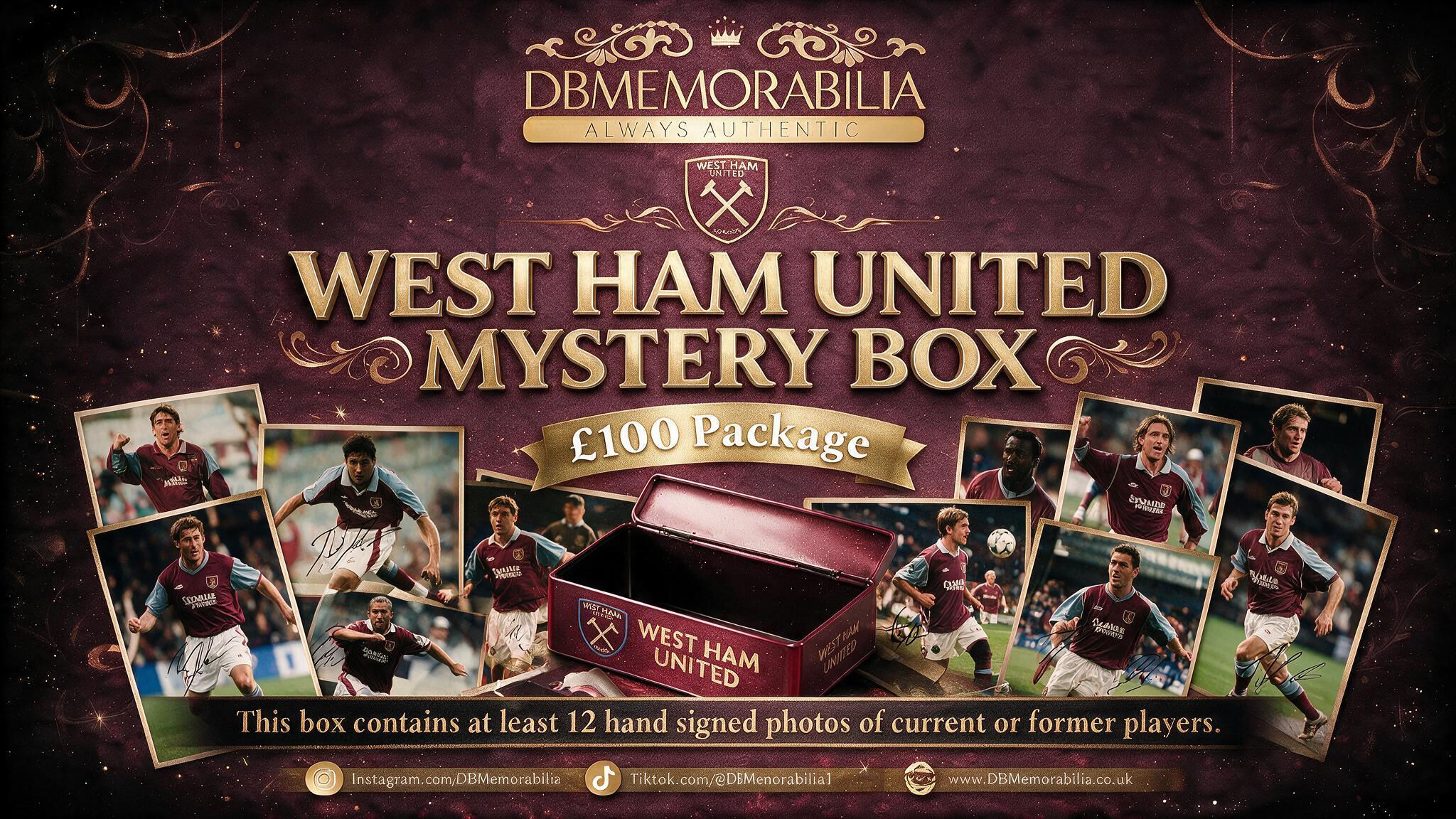 West Ham United hand signed photos "Mystery Box" £100 package