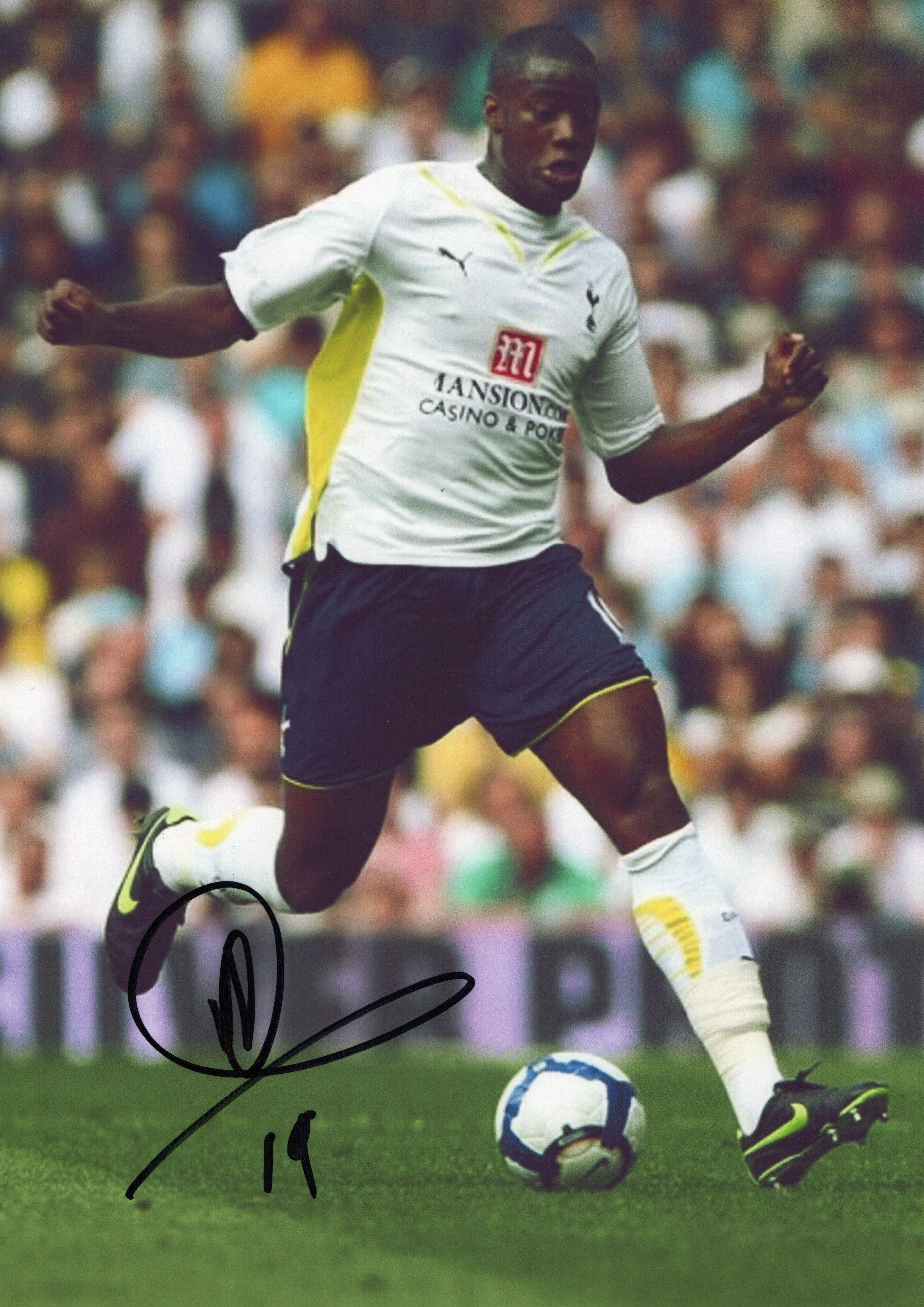 Hand signed Sebastien Bassong Tottenham Hotspur A4 photo