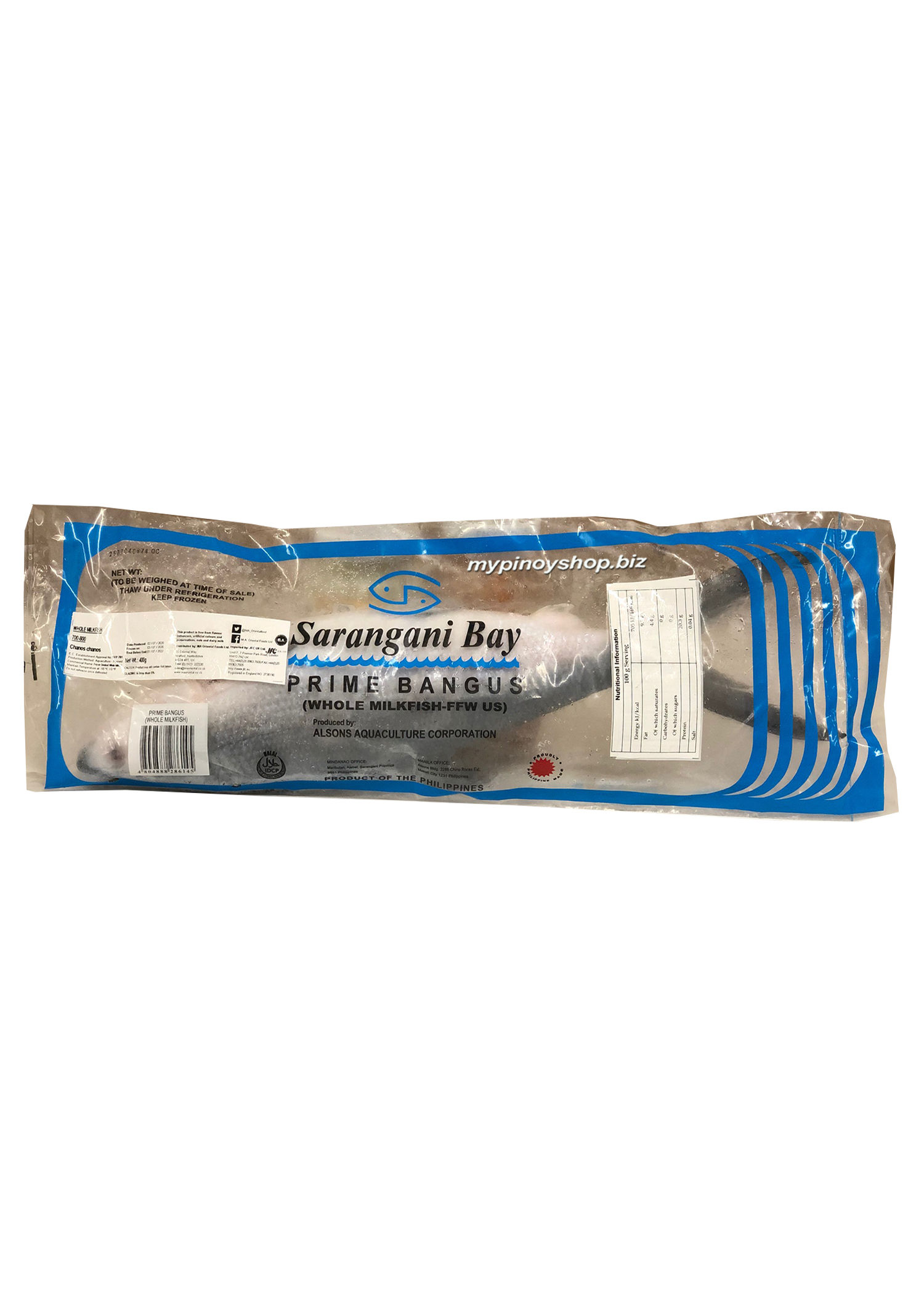 Sarangani Bay Frozen Milkfish Whole (Bangus) 700-800g