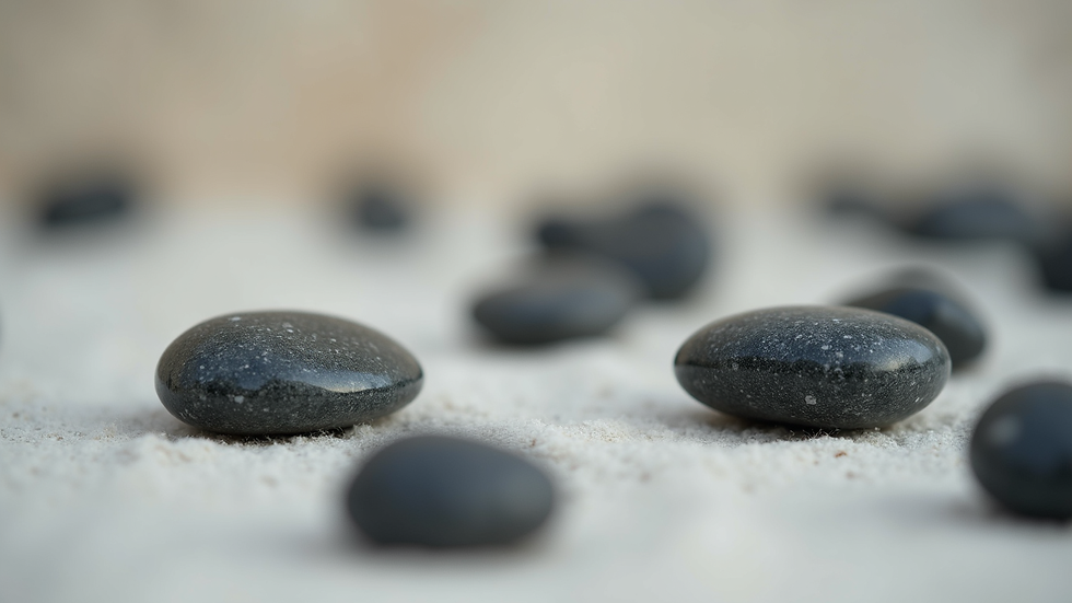 Eye-level view of a collection of polished focus-enhancing stones on a soft cloth