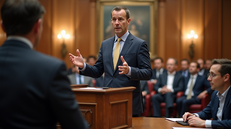 Eye-level view of auctioneer calling bids in a property auction