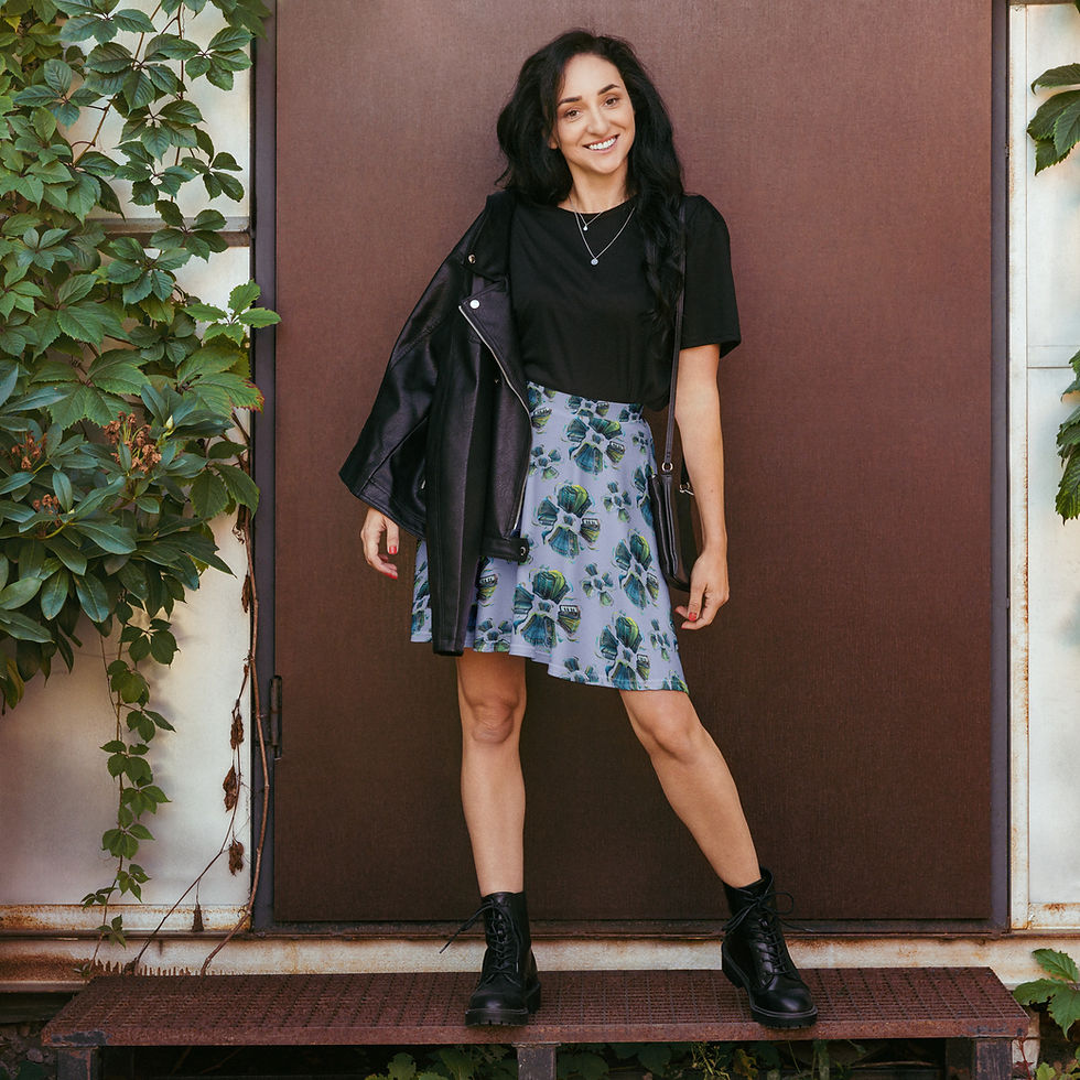 Thumbnail: Yellow Accordion Pattern - Skater Skirt