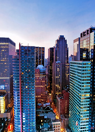 New York City buildings lit at night