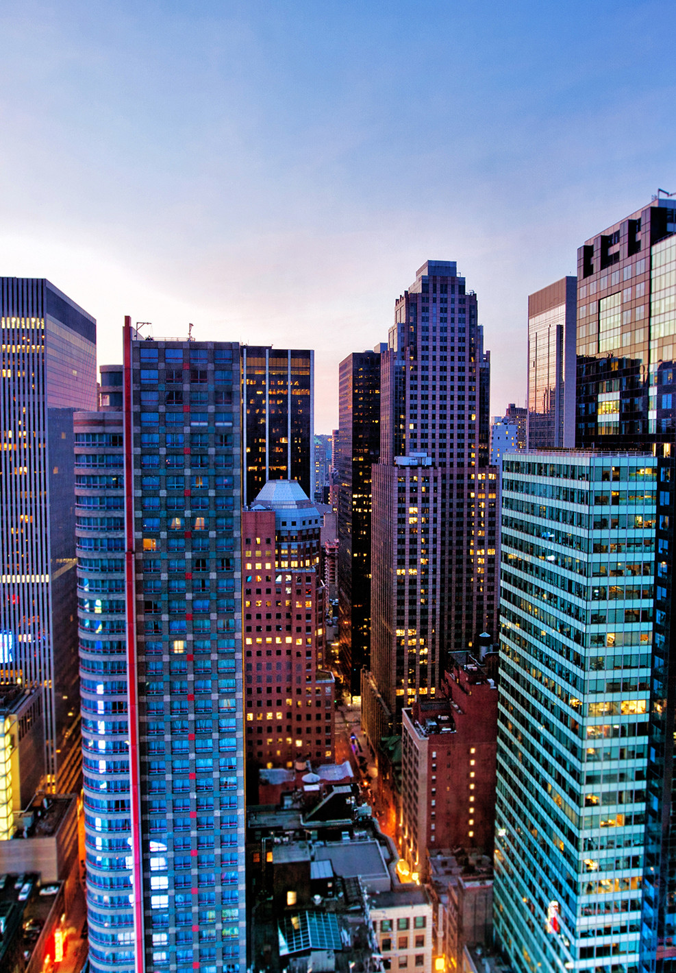 Skyscrapers Above Times Square at Dawn