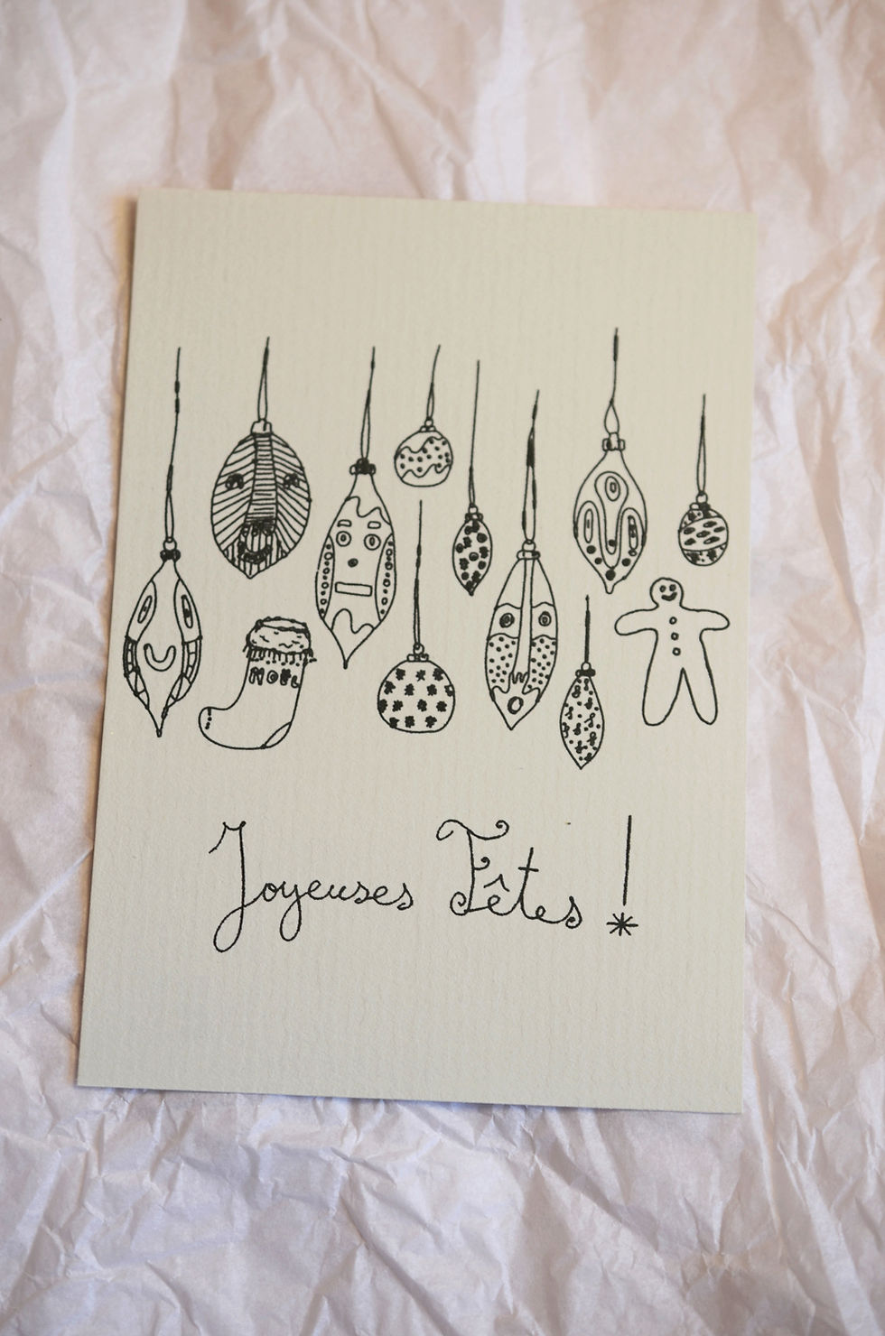 Carte Postale_Joyeuses Fêtes Boules Fantaisistes