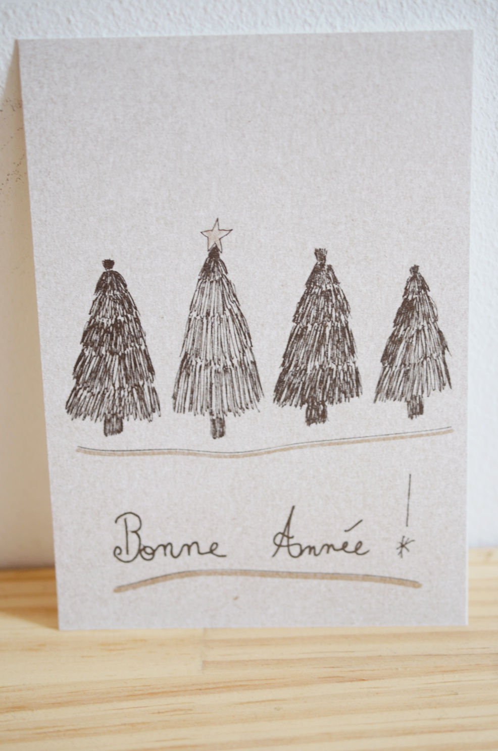 Carte Postale_Bonne Année Sapins_Risographie