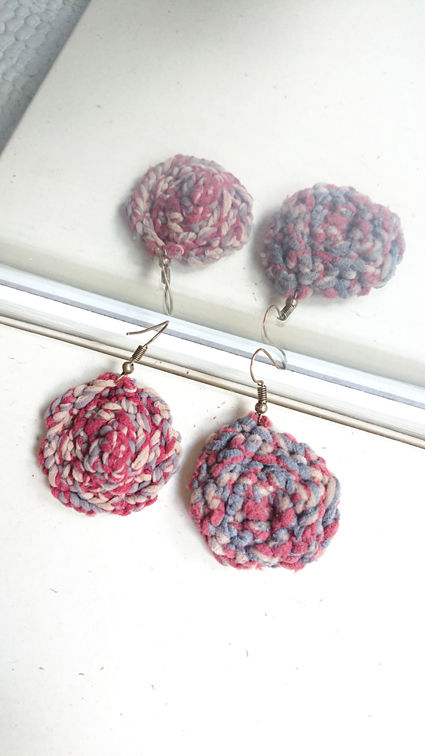 Miniature : Boucles d'Oreilles_Ronde_Bordeaux & Gris
