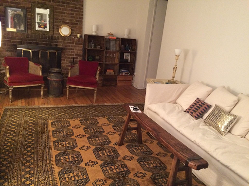 Item: Afghan rug, parlor chairs