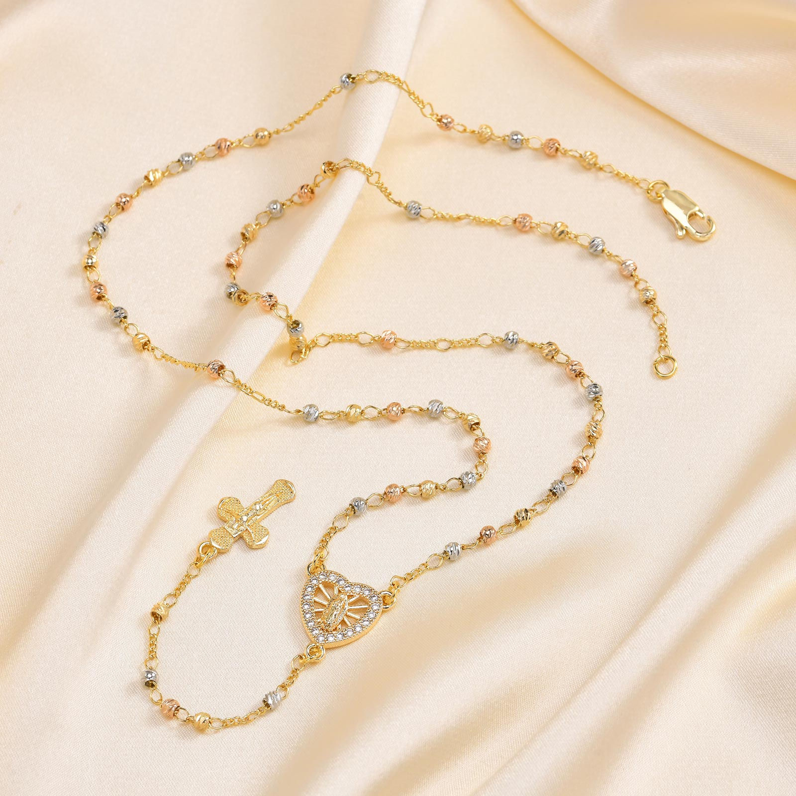 Gold Plated Cross Prayer Collar, Long Sweater Chain Necklace Vnox Virgin Mary He