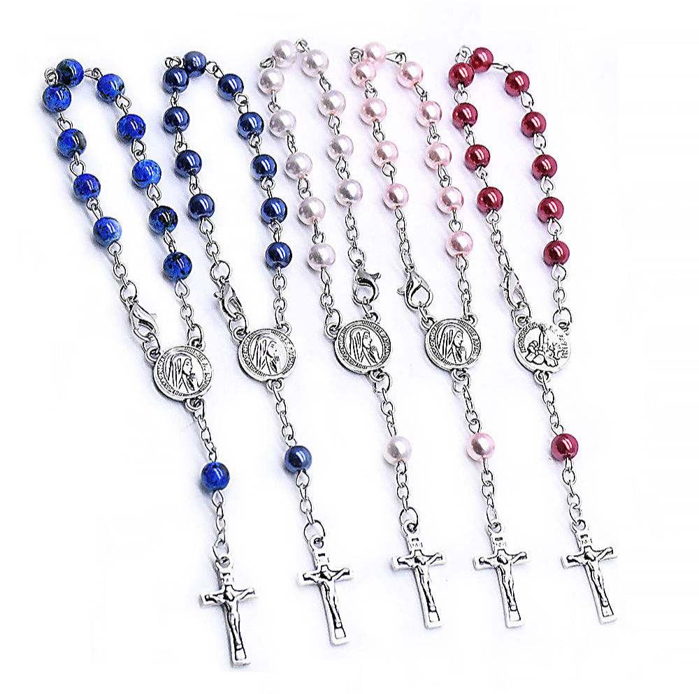 Pearl Rosary Bracelet 6mm — Miraculous Medal Catholic Gift