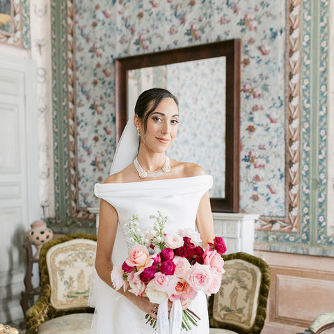 Bride with pink-toned makeup and natural glow in Santa Margherita
