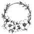 Illustration of black and white floral wreath