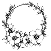 black and white floral wreath
