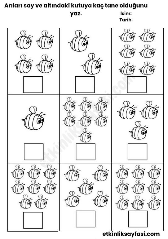 ritmik sayma, sayılar, eşleştirme