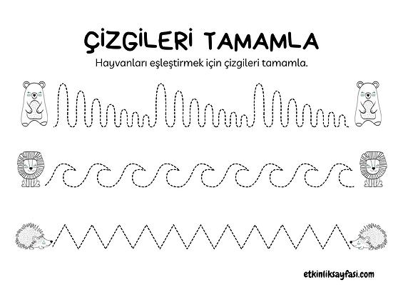 okuma yazmaya hazırlık, çizgi çalışması