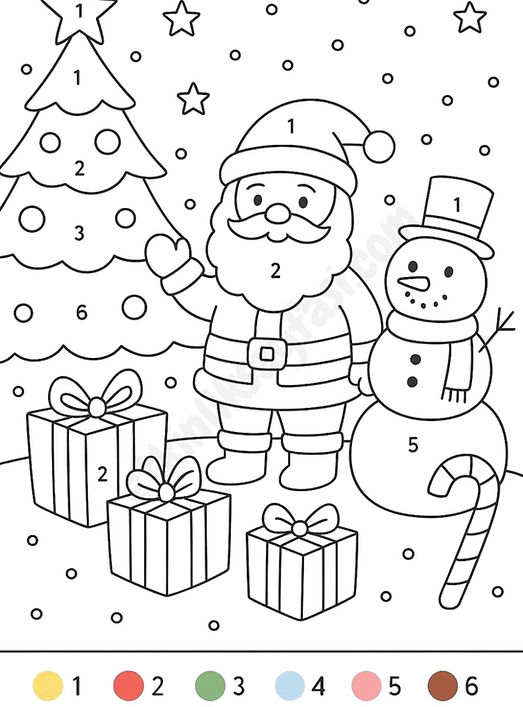 yılbaşı, rakamlarla boyama, sayılarla boyama, yeni yıl, kardan adam, noel baba