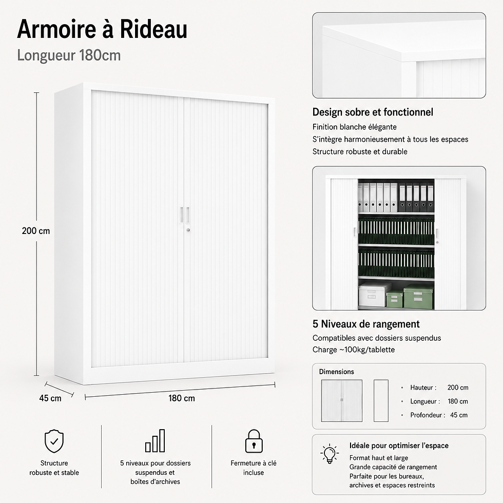 Miniature : Armoire à Rideaux H200 L180 P45