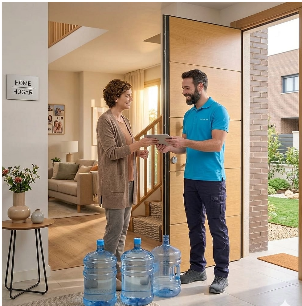 agua fresca a la puerta de su casa