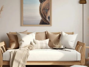 Canadian Wildlife Portrait Print in cozy modern living room