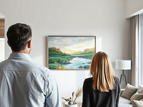 Man & woman looking at painting