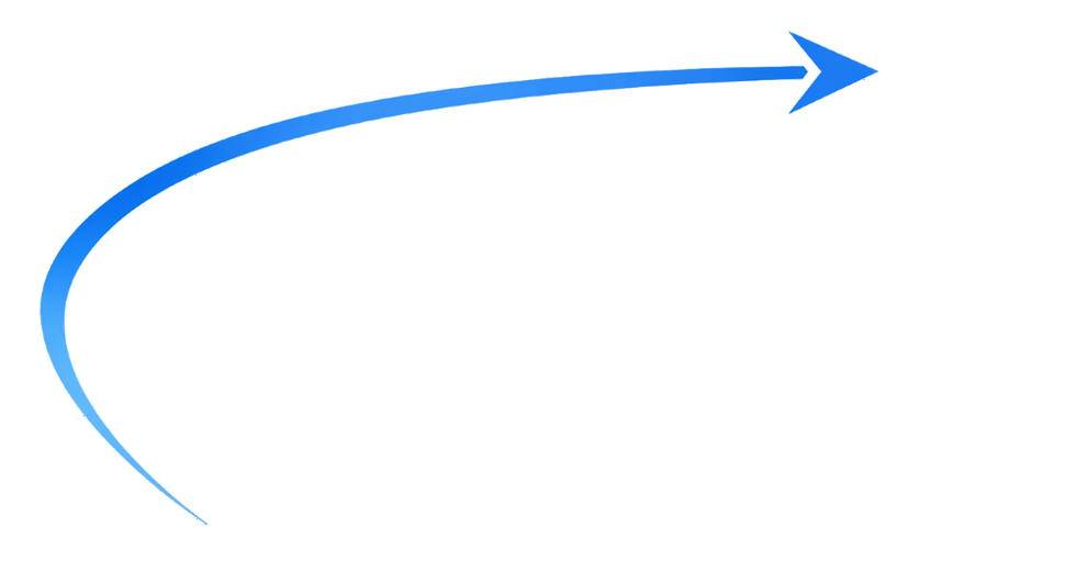 Curved blue arrow pointing right