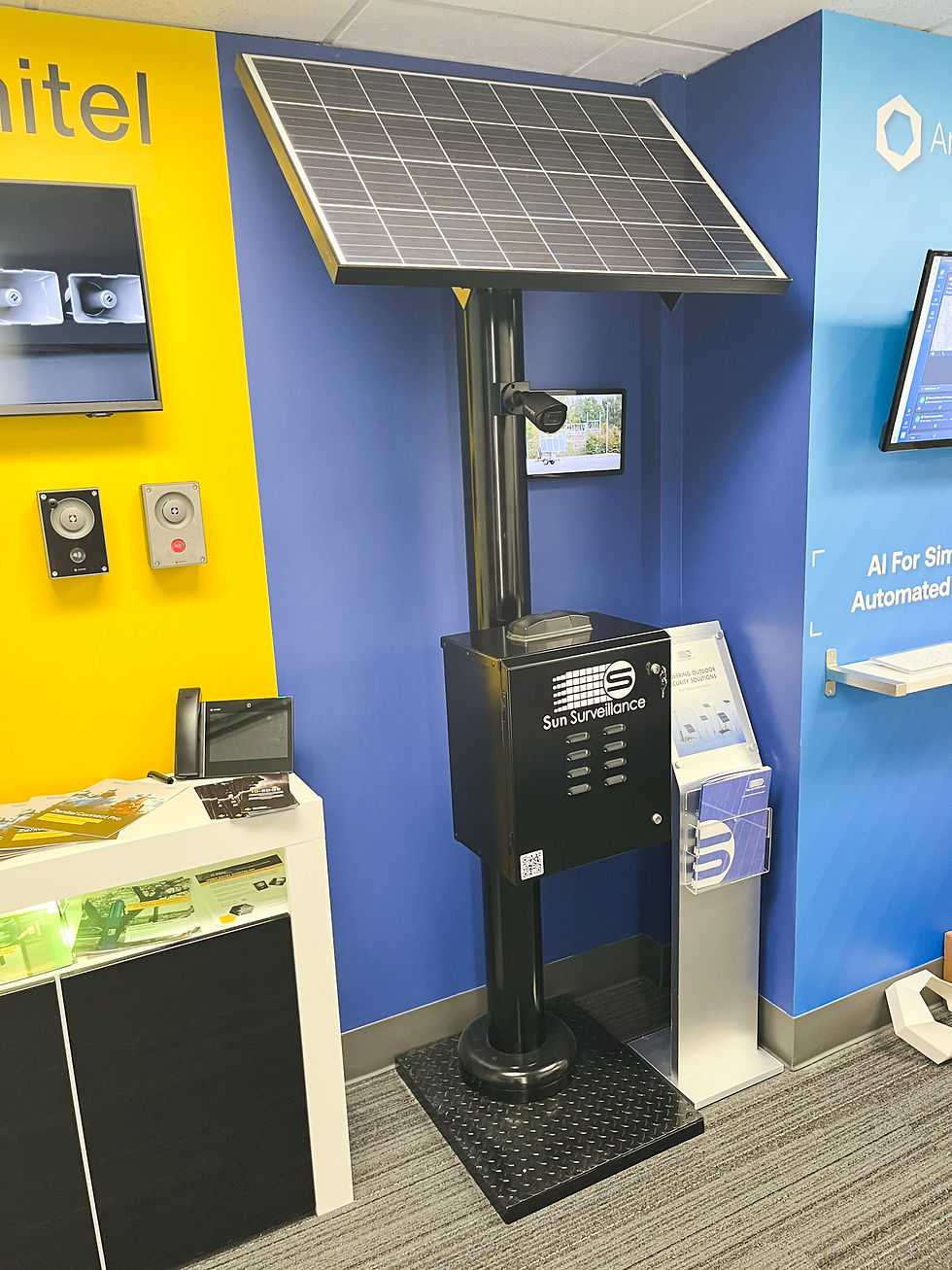 The Sun Surveillance Solstice Pole displayed at Convergint's new Customer Experience Center.