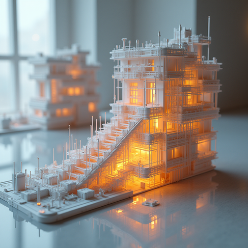 High-detail industrial environment rendering with complex engineering systems by Transparent House