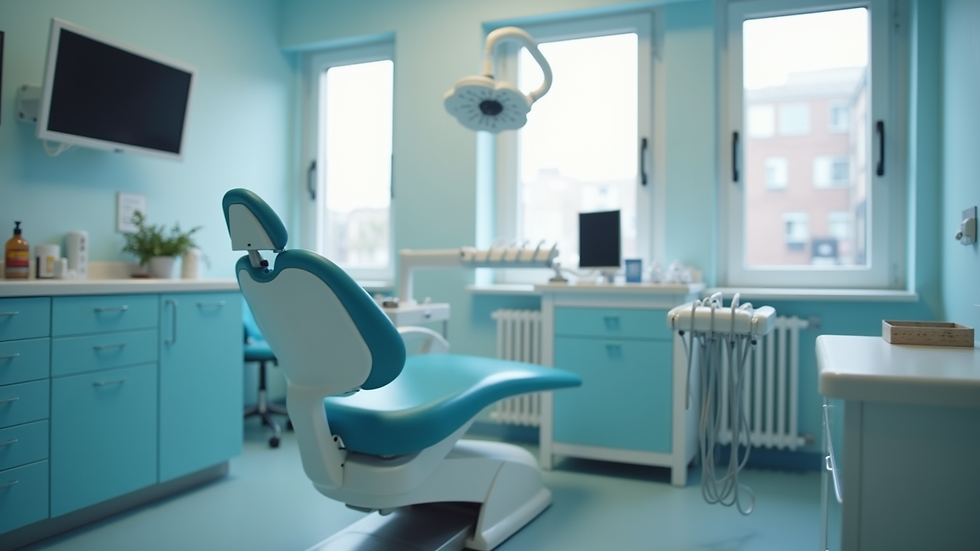 Close-up view of dental clinic interior with orthodontic equipment