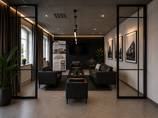 Exklusiver Empfangsbereich von Hejny Immobilien UG mit modernem Design und hochwertiger Ausstattung