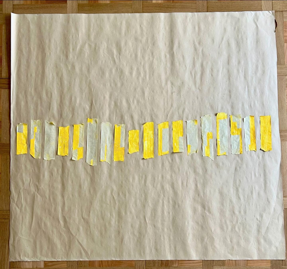 128x118 parallèles une étude sur l'espace et la couleur, uno studio sullo spazio e il colore. Papier pour emballage simple, carta da imballaggio semplice, pastello a olio, pastel à l'huile