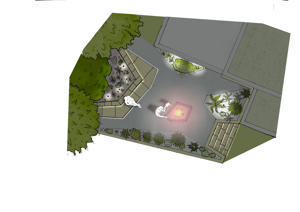 Artenreicher Kräutergarten mit Lagerfeuer