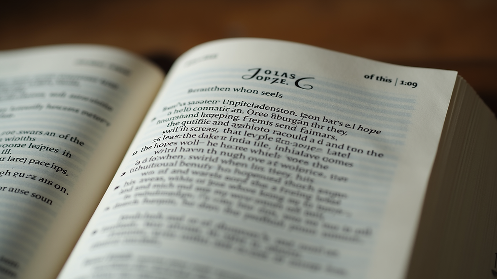 Close-up view of an open Bible with a highlighted passage about hope and healing