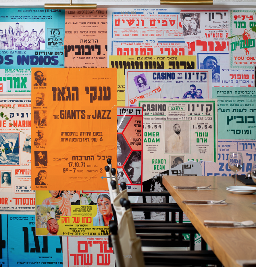 פוסטרים התלויים על לוח מודעות ברחוב