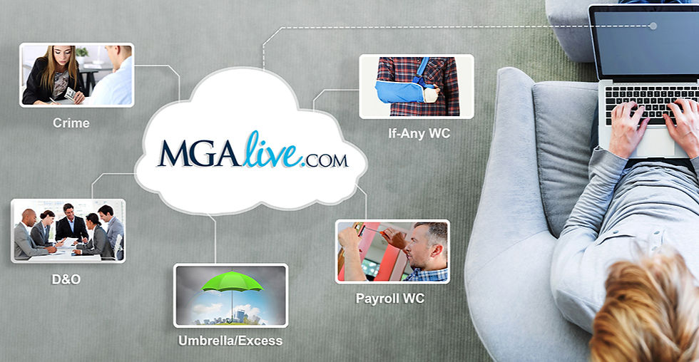 A cloud with the MGAlive.com logo attached to products and a laptop.