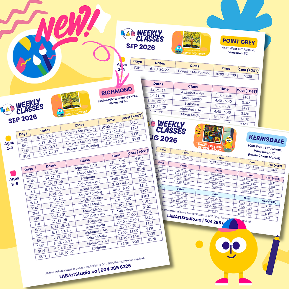Our Weekly Class Schedule Just Got a Creative Upgrade! LAB Art Studio