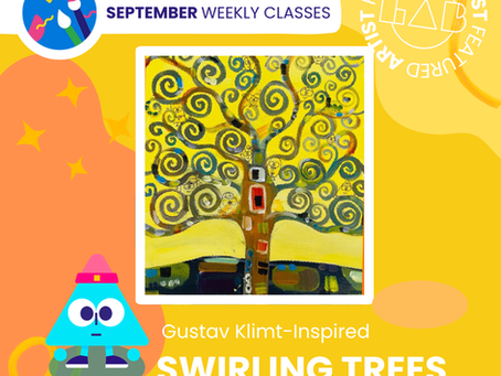 Have your kids join our very special artsy weekly classes, as we’ll be learning all about Gustav Klimt’s love for beautiful patterns, simple textures and lustrous gold!
