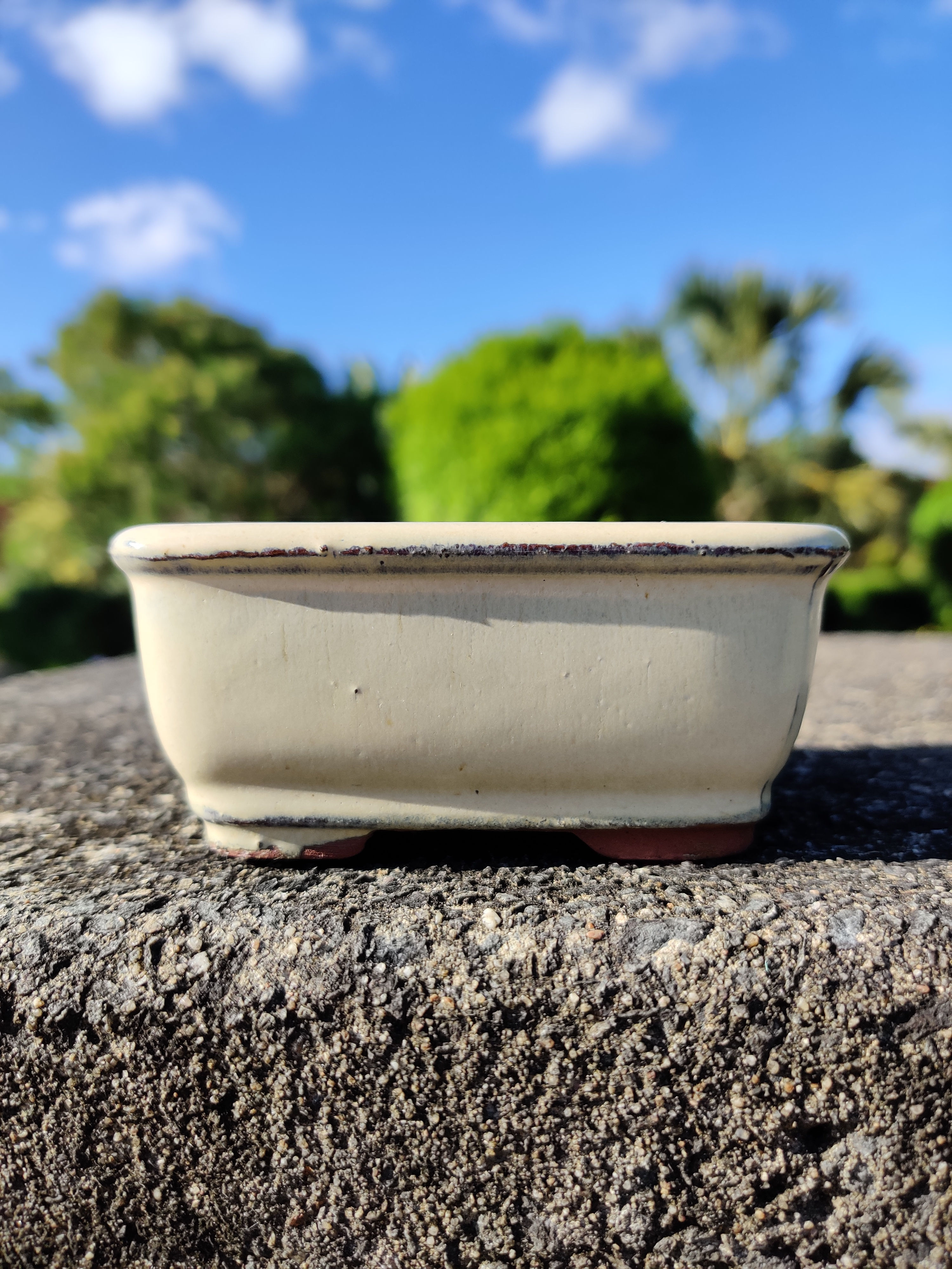 White Glazed Bonsai Pot 4"