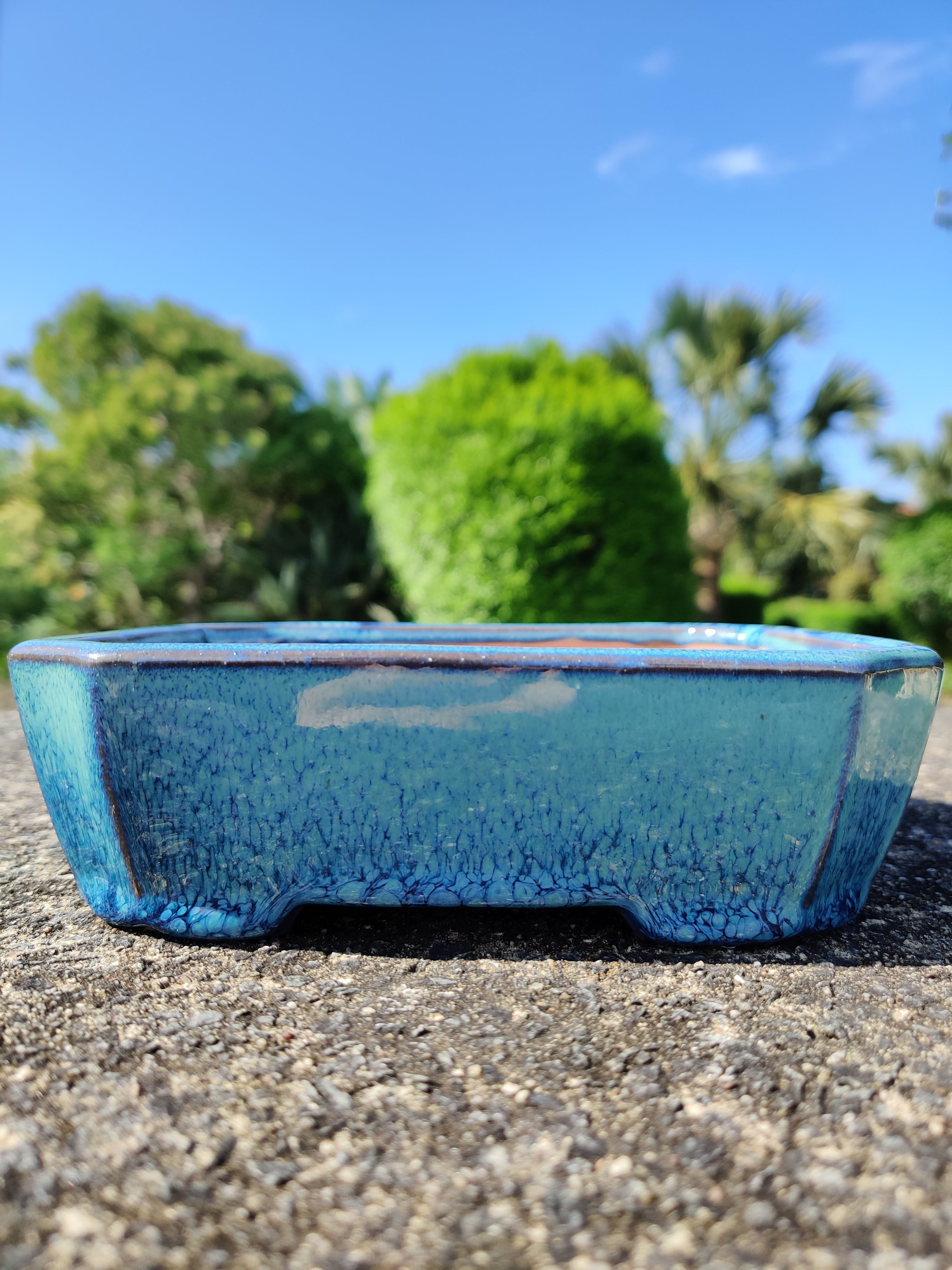 Handmade Glazed Bonsai Pot 7"
