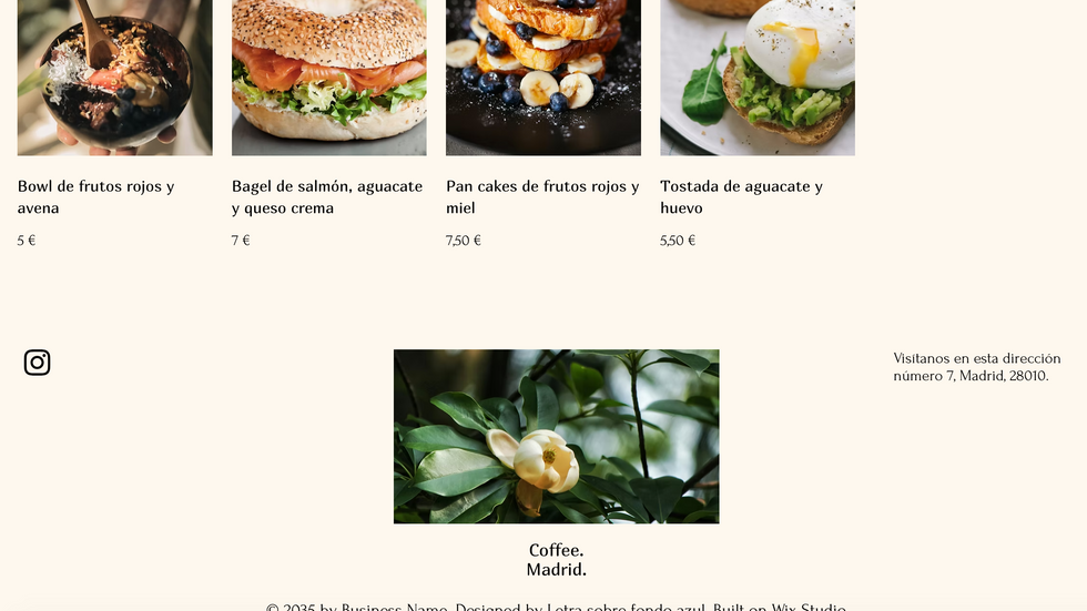 Plantilla web accesible para un café con brunch