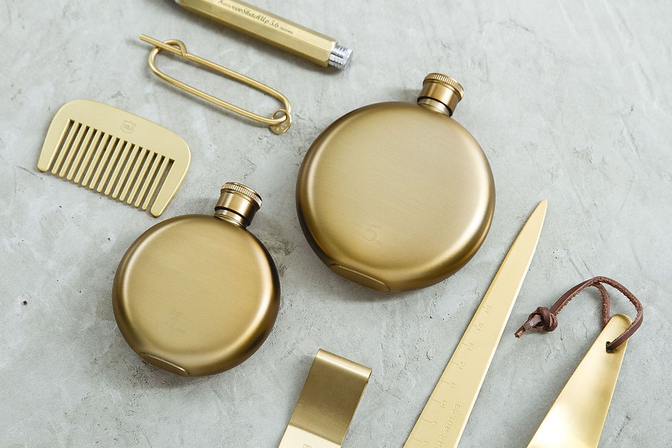 縮圖：IZOLA 复古绅士不锈钢镀铜酒瓶 - 3oz